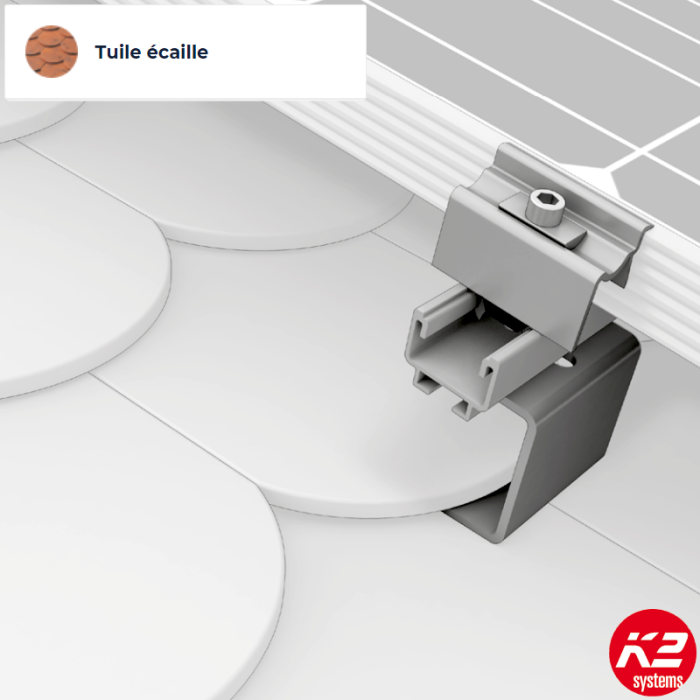 Fixation de panneau solaire pour tuiles écailles ou petites tuiles